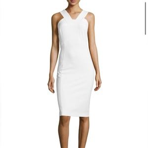 Veronica Beard white v neck scuba sheath dress